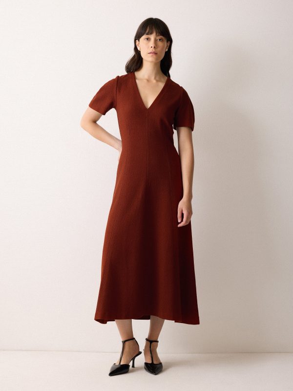 Curved Sleeve Midi Dress | Auburn
