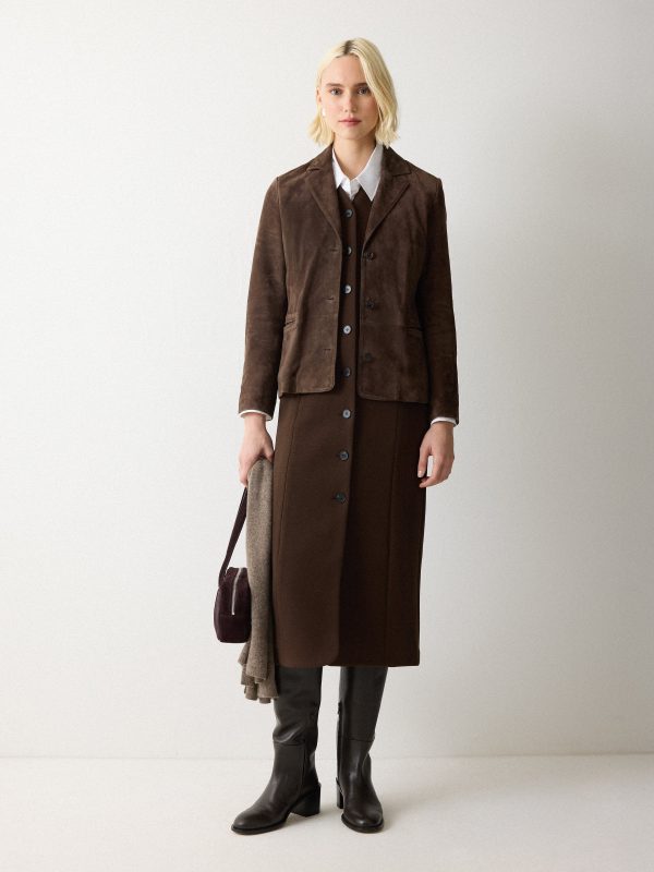 V Neck Long Waistcoat Dress | Brown