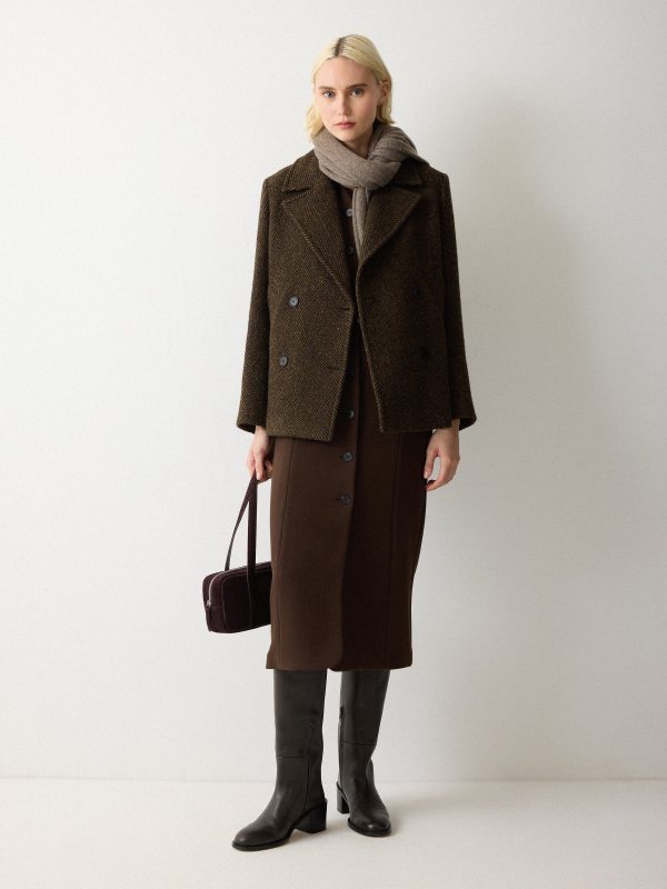 V Neck Long Waistcoat Dress | Brown