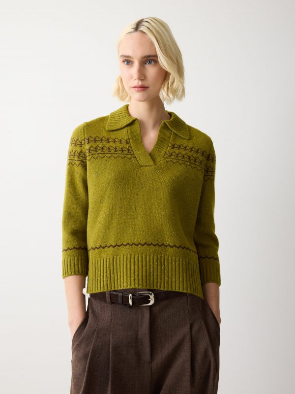 Donegal V Collar Top | Green