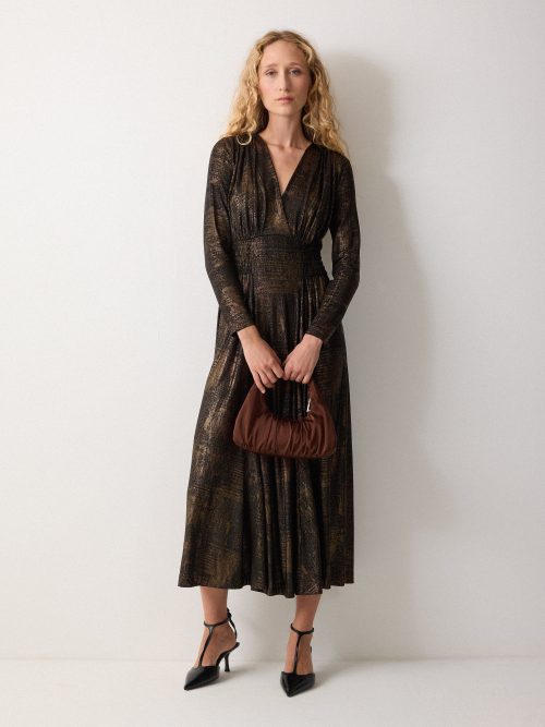 Crackle Gold Dress | Gold