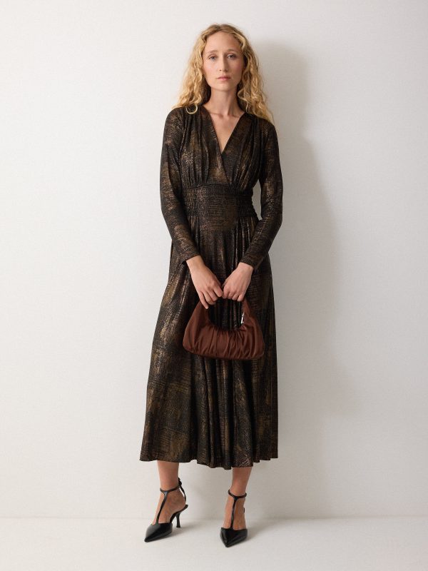 Crackle Gold Dress | Gold