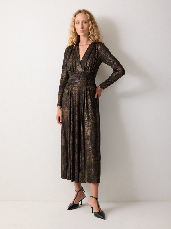 Crackle Gold Dress | Gold