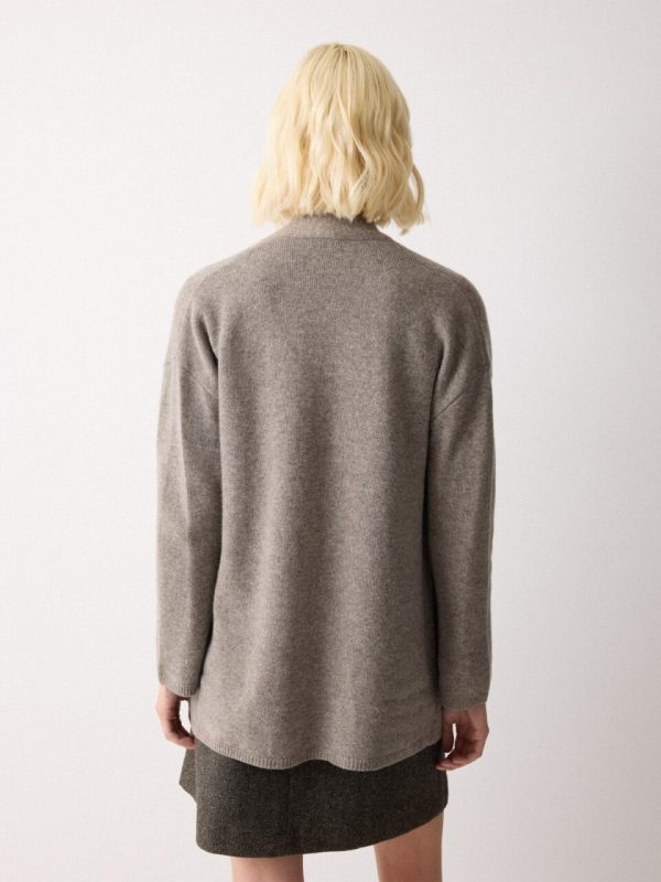 Wool Blend Relaxed Cardigan | Taupe