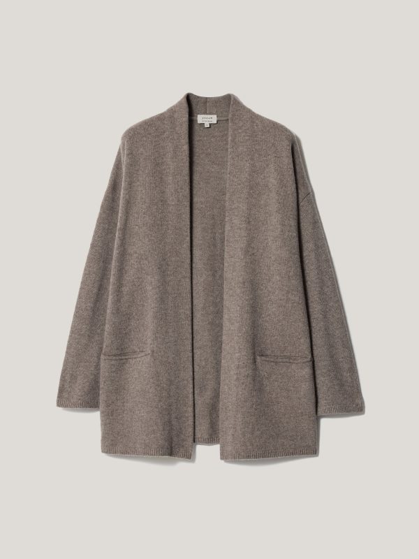 Wool Blend Relaxed Cardigan | Taupe