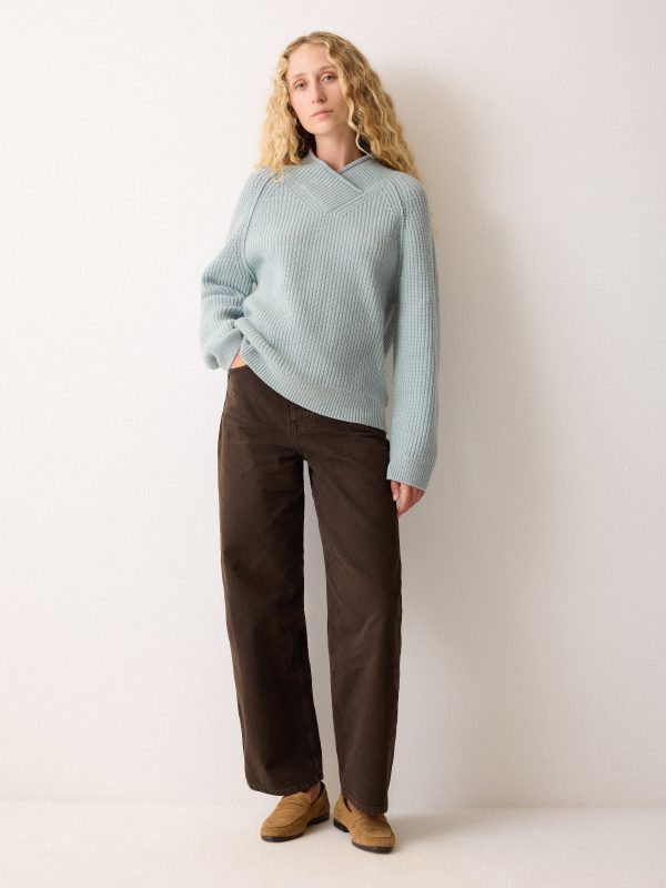 Fishermans Rib Cocoon Jumper | Blue