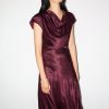Textured Cowl Neck Dress | Burgundy