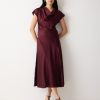 Textured Cowl Neck Dress | Burgundy