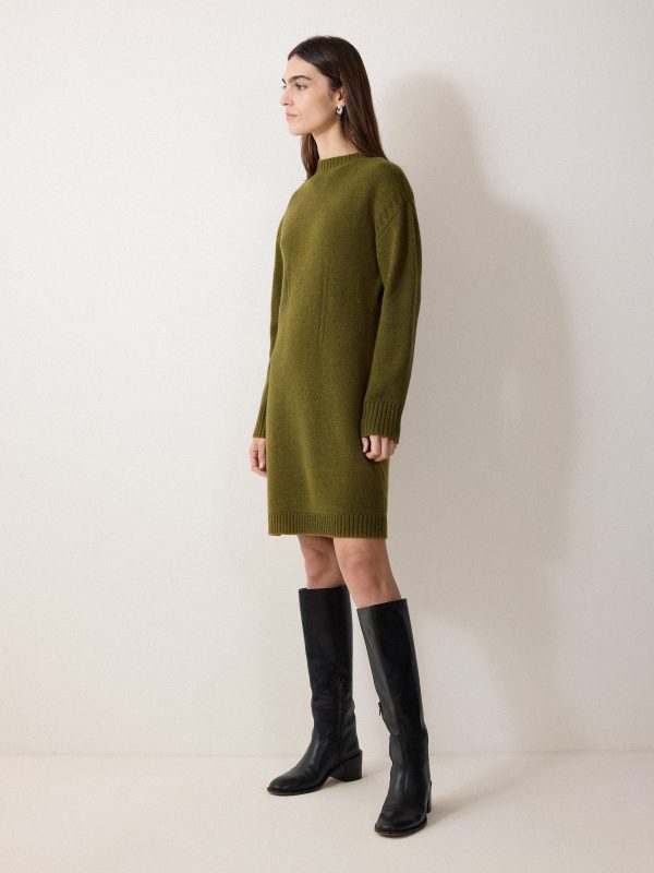 Knitted Mini Jumper Dress | Green