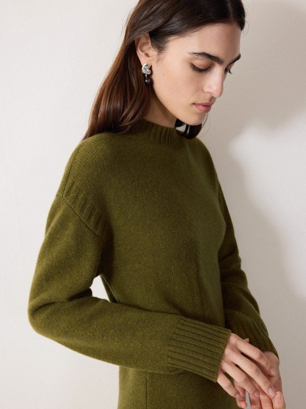 Knitted Mini Jumper Dress | Green