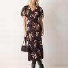 Spray Floral Satin Bias Dress | Purple