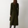 Merino Cashmere Tie Dress | Khaki