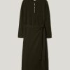 Merino Cashmere Tie Dress | Khaki