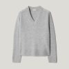 Wool Cashmere Blend V Neck Jumper | Grey