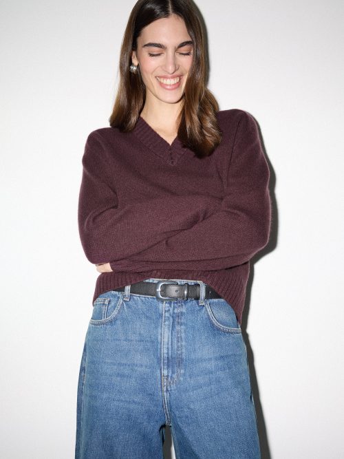 J51255_PU000_4.jpg Wool Cashmere Blend V Neck Jumper | Purple