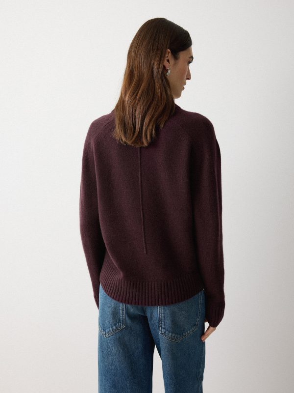 Wool Cashmere Blend V Neck Jumper | Purple