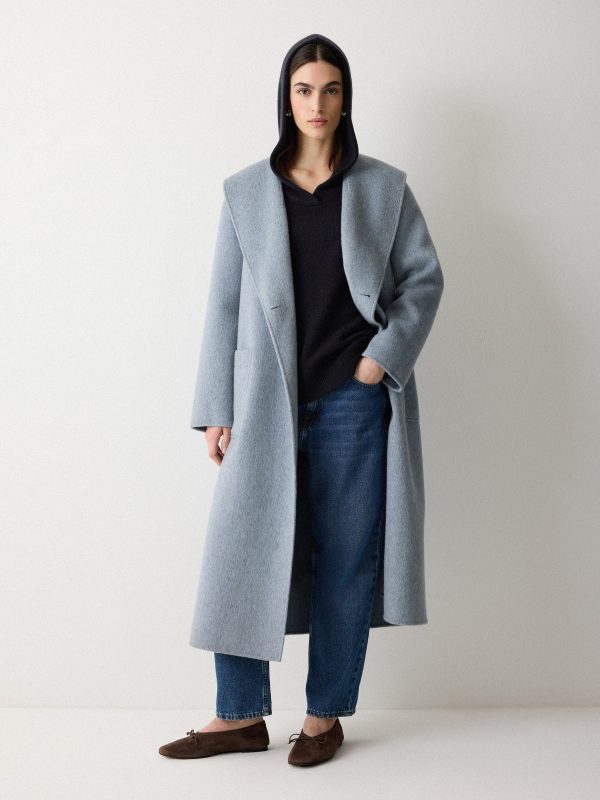 Wool Blend Hooded Jumper | Navy