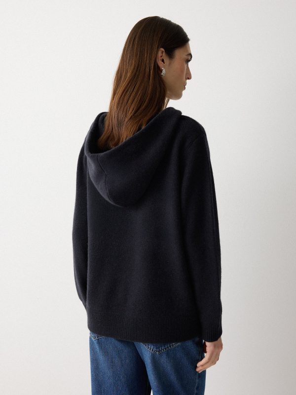 Wool Blend Hooded Jumper | Navy